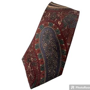 SILK TIE OSCAR DE LA RENTA COUTURE Brand New Deep Red Forest Green Navy Paisley
